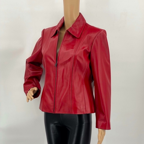 PRESTON & YORK RED LAMB SKIN JACKET - Picture 2 of 6